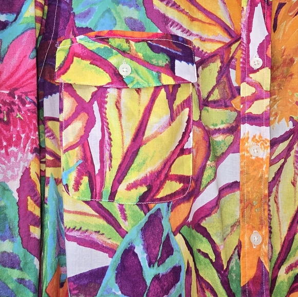 Lauren Ralph Lauren Vibrant Tropical Pribt Top Size XXL - Picture 11 of 11